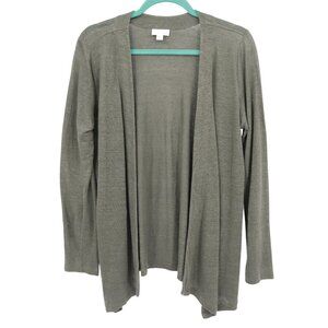 J. Jill Love Linen Cardigan Womens S Green Earthy Relaxed Simple Natural‎ Boho